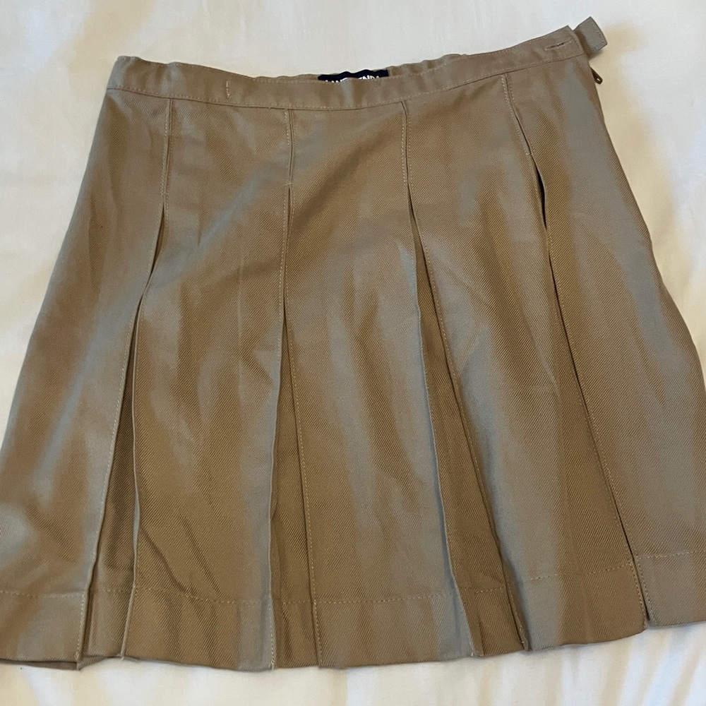 Lands' End Uniform A-Line Pleated Skirt in Khaki Girls size 10